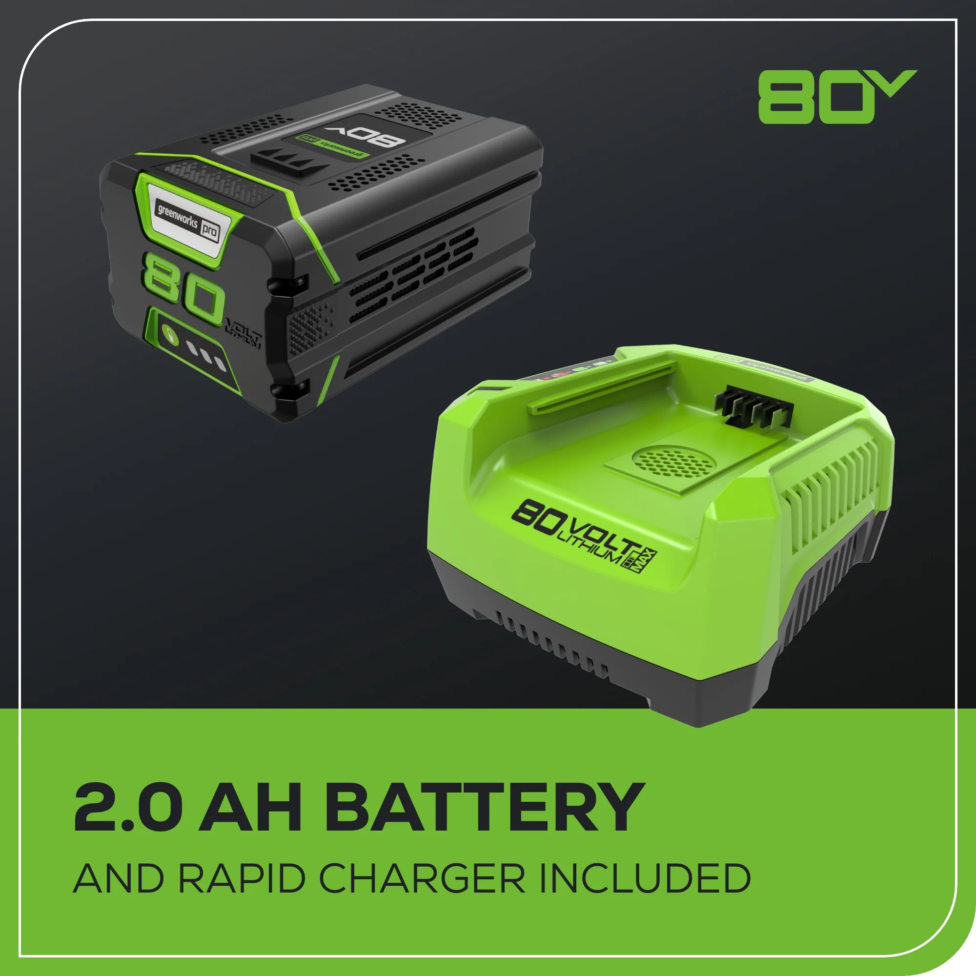 80V Cordless 10" Brushless Pole Saw: 2.0 Ah Battery and Rapid Charger - Image 9