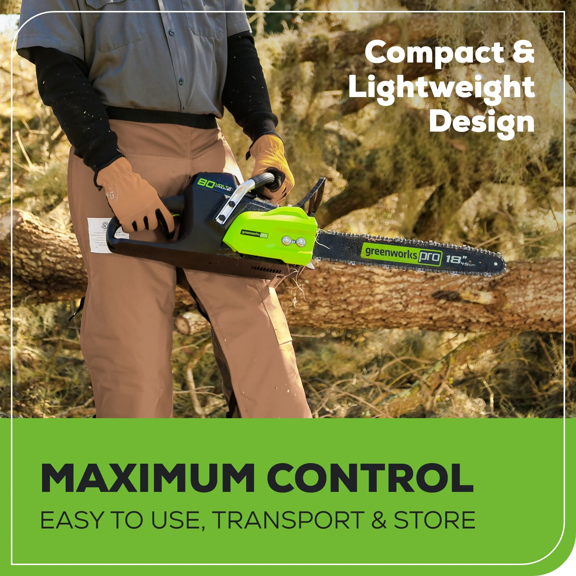 80V 18" Cordless Battery Chainsaw: 2.0 Ah Battery and Charger - Image 4