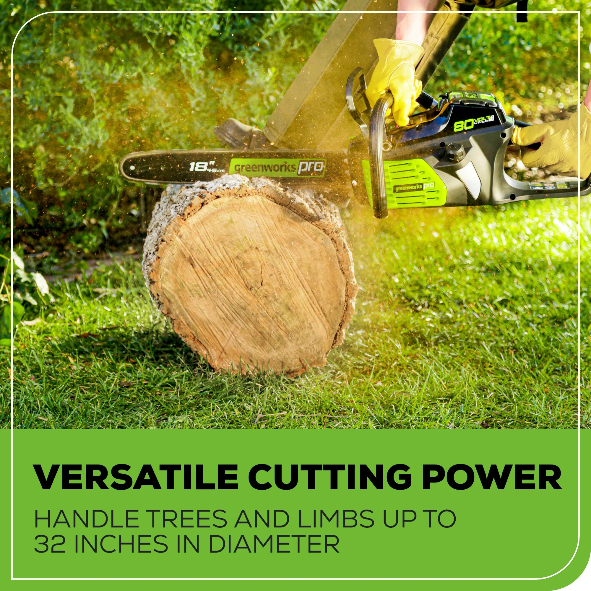 80V 18" Cordless Battery Chainsaw: 2.0 Ah Battery and Charger - Image 7