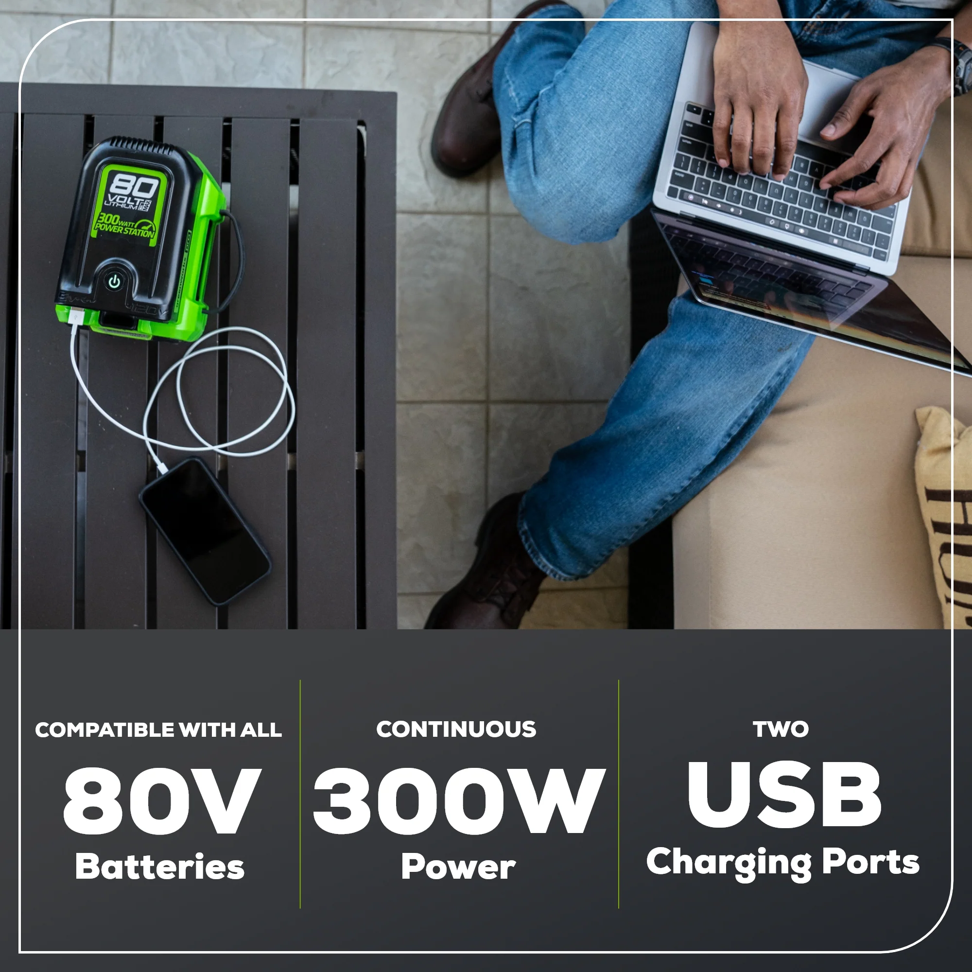 80V Cordless Battery 300 Watt Power Inverter (Tool Only) - Image 3