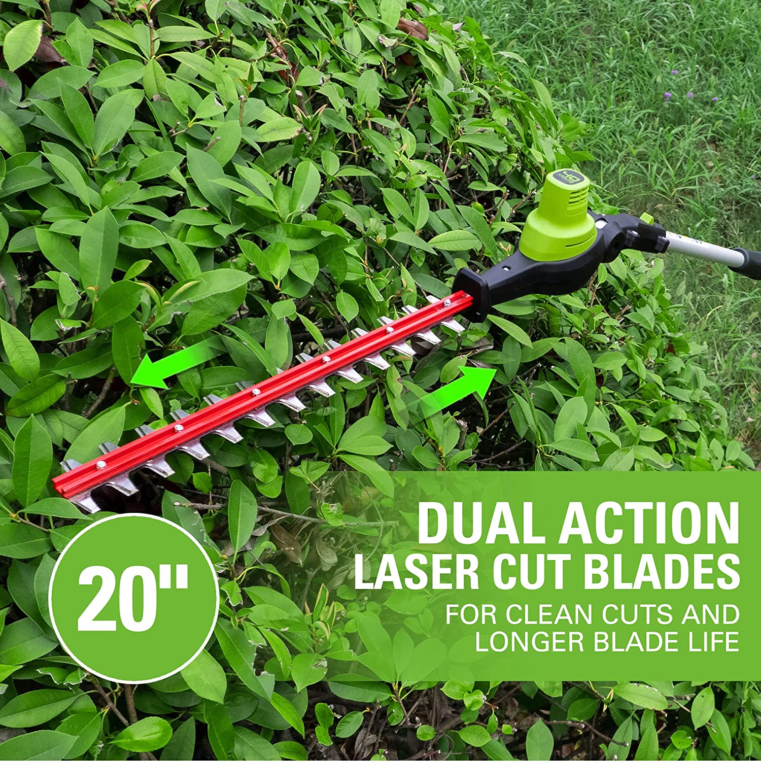 40V 10" Cordless Battery Pole Saw and Hedge Trimmer Attachment: 2.5 Ah Battery and Charger - Image 4