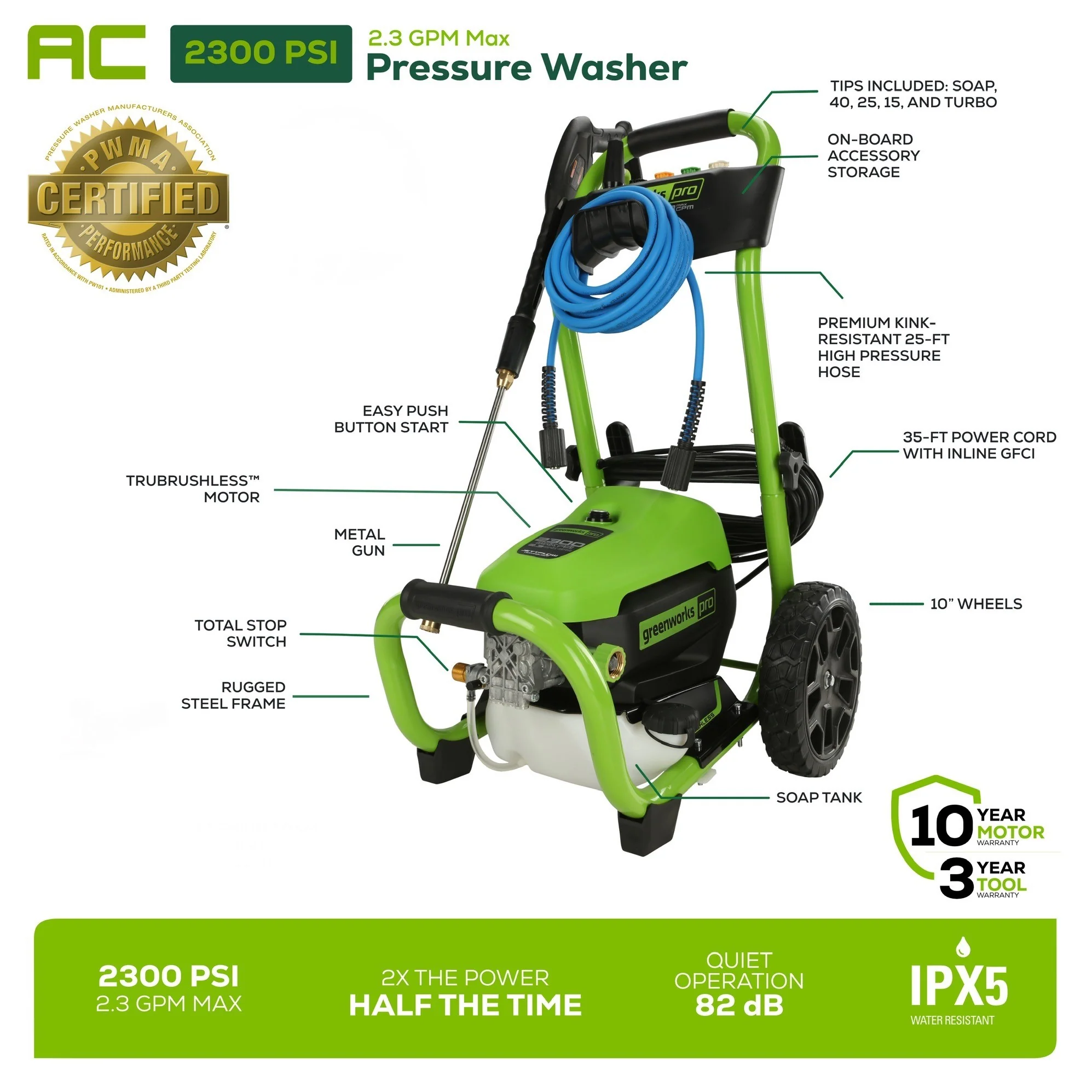 OPEN BOX 2300 PSI 1.2 GPM Cold Water Electric Pressure Washer - Image 3