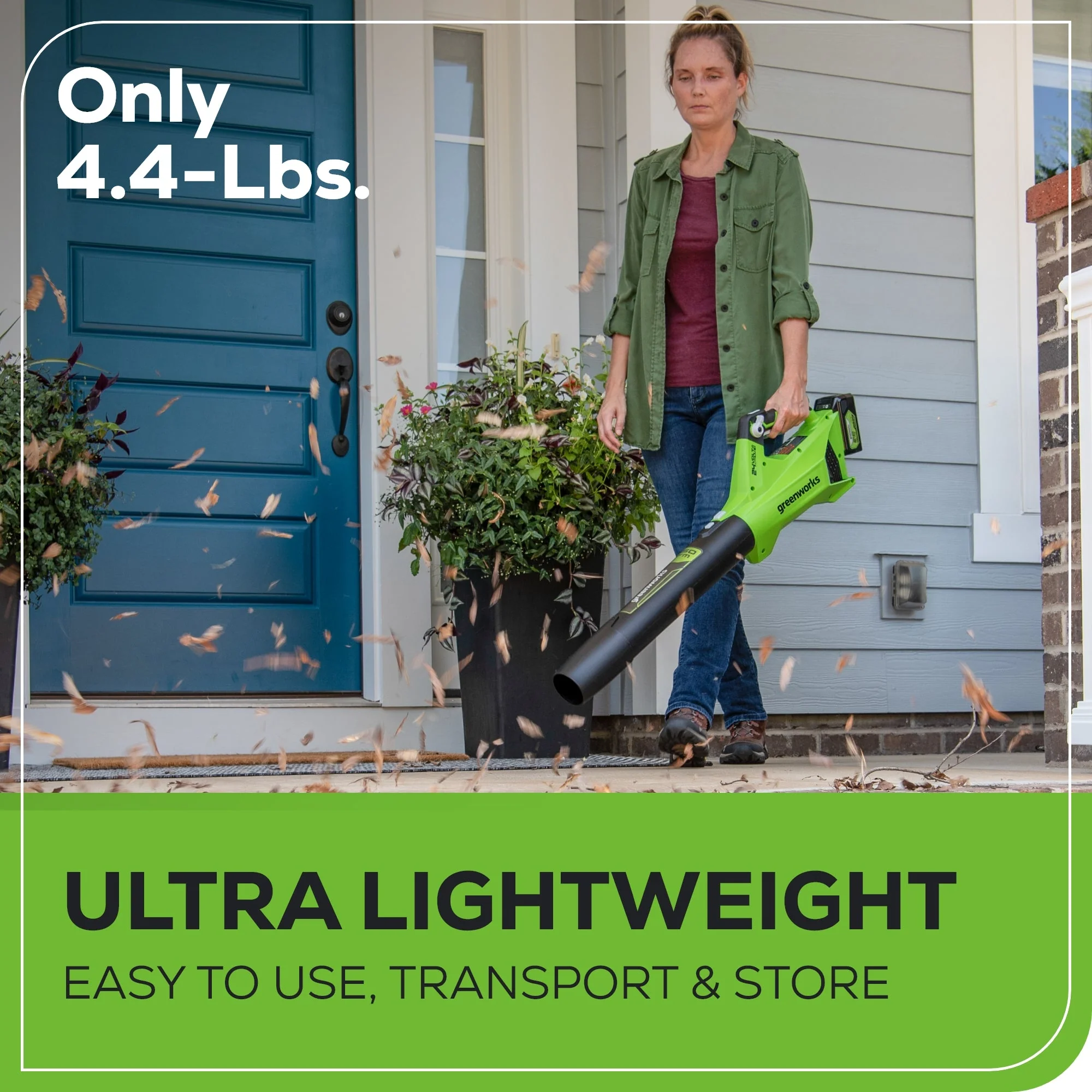 OPEN BOX 24V 450 CFM Cordless Battery Leaf Blower: 4.0 Ah USB Battery and Charger - Image 5