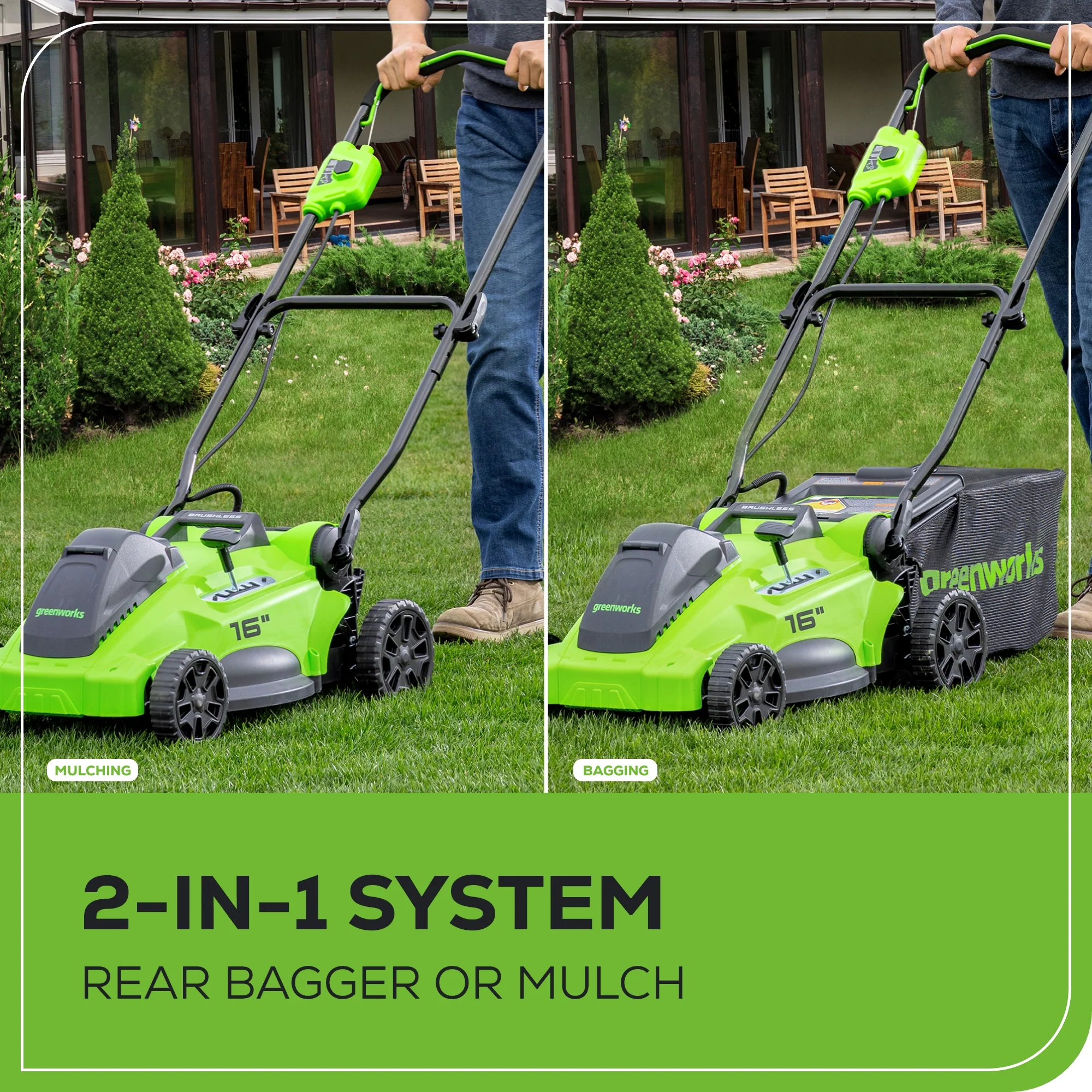 OPEN BOX 40V 16" Cordless Battery Brushless Push Lawn Mower: 4.0 Ah Battery and Charger - Image 8