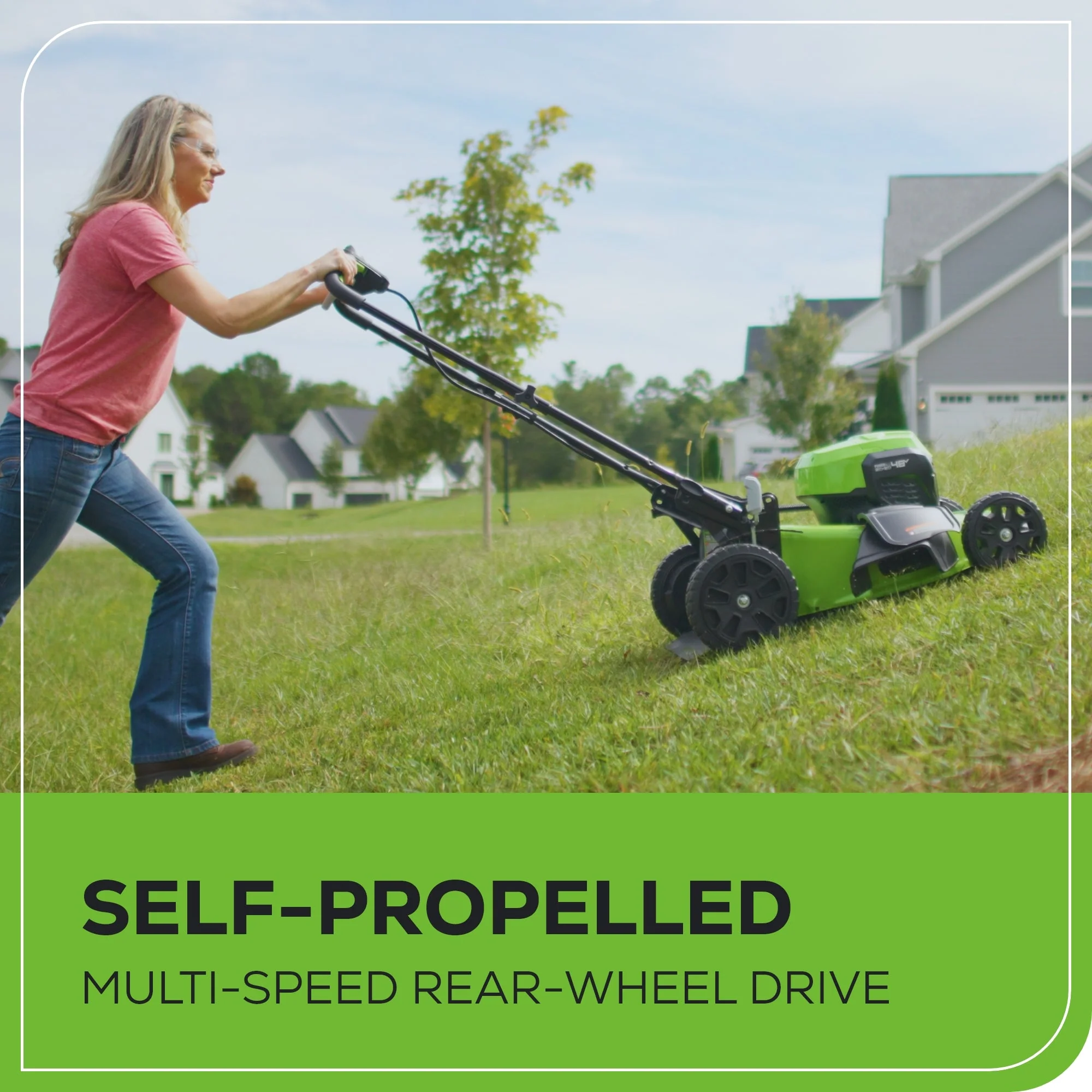 OPEN BOX 48V (24V x 2) 21" Cordless Battery Self-Propelled Mower, 12" String Trimmer and 320 CFM Blower Combo Kit: (2) 5.0Ah Batteries and Chargers - Image 10