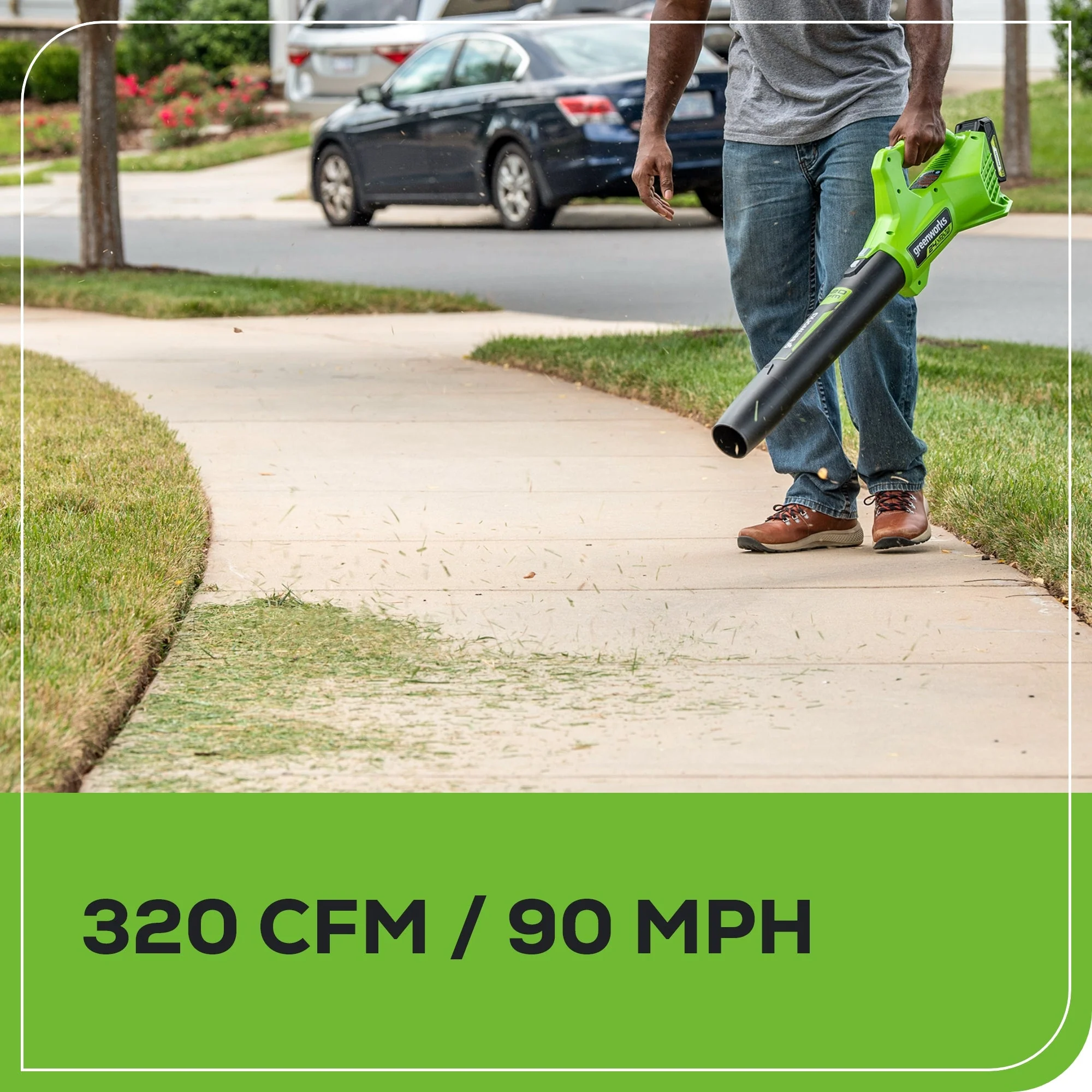 OPEN BOX 48V (24V x 2) 21" Cordless Battery Self-Propelled Mower, 12" String Trimmer and 320 CFM Blower Combo Kit: (2) 5.0Ah Batteries and Chargers - Image 7