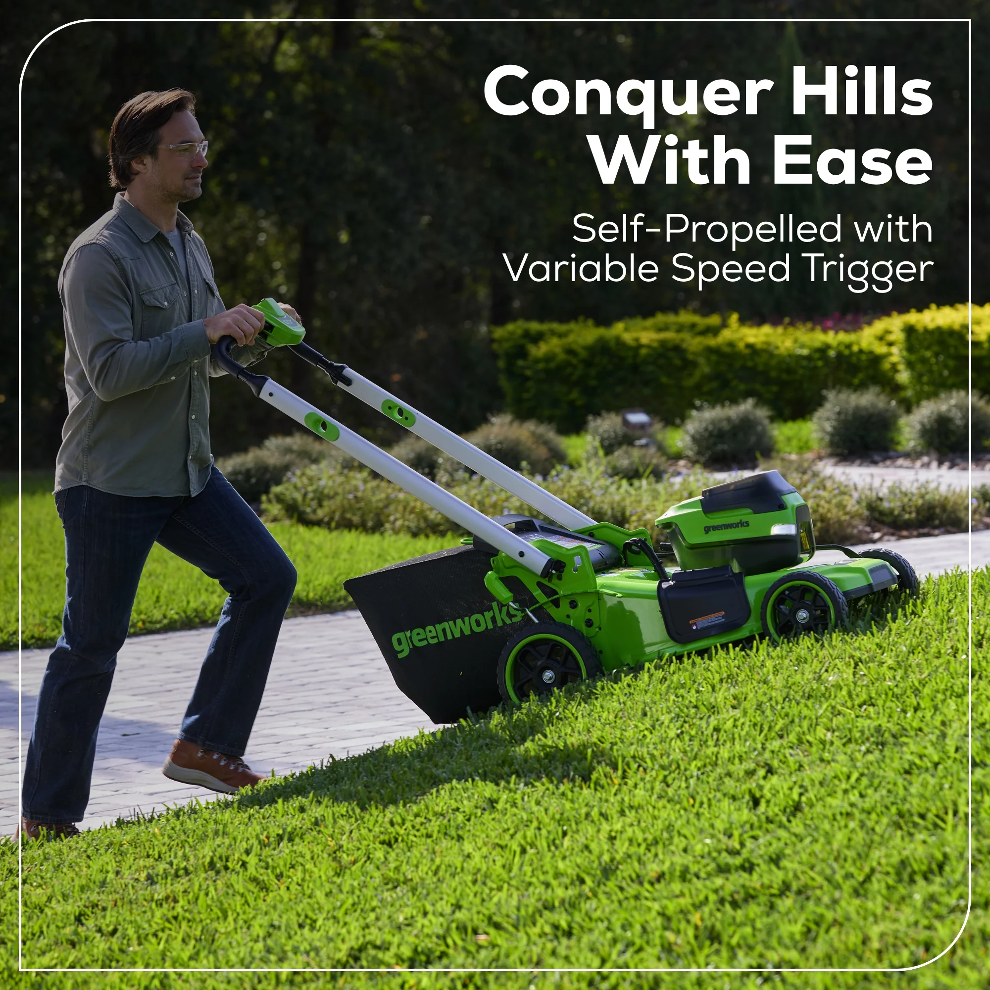 OPEN BOX 60V 21" Cordless Battery Dual Blade Self-Propelled Mower, (1) 8Ah battery and 6A Charger - Image 11