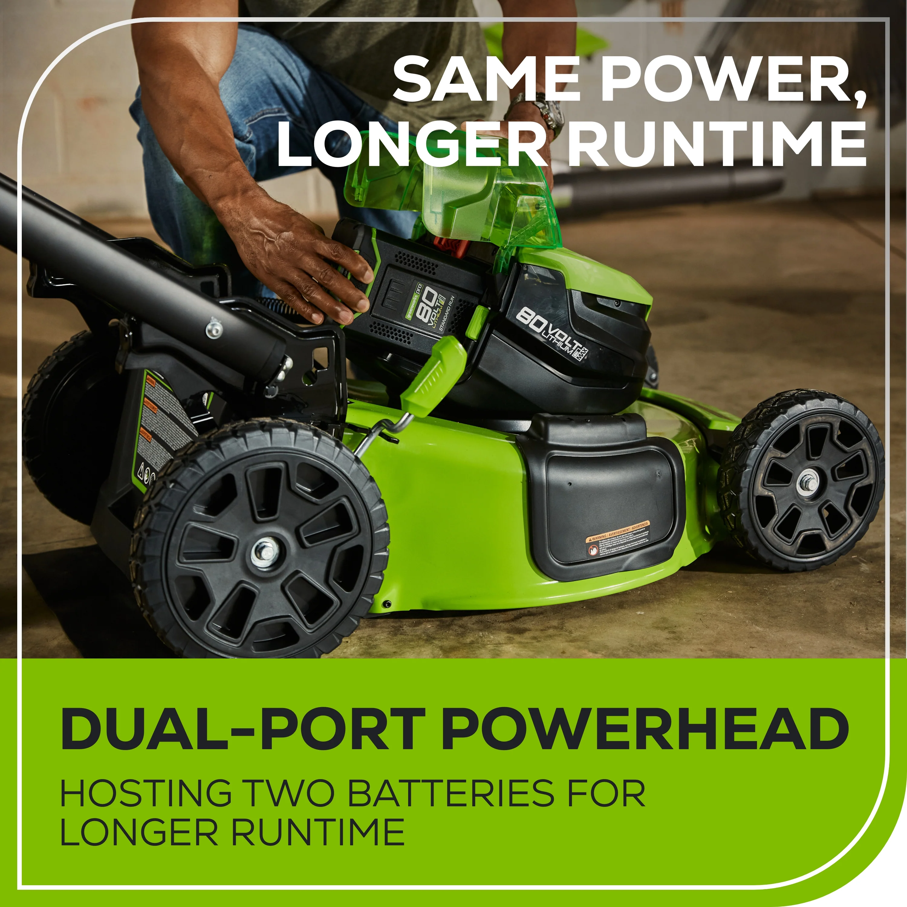 RENEWED 80V 21" Cordless Battery 4-in-1 Self-Propelled Lawn Mower: 4.0 Ah: 2.0 Ah Battery and Rapid Charger - Image 11