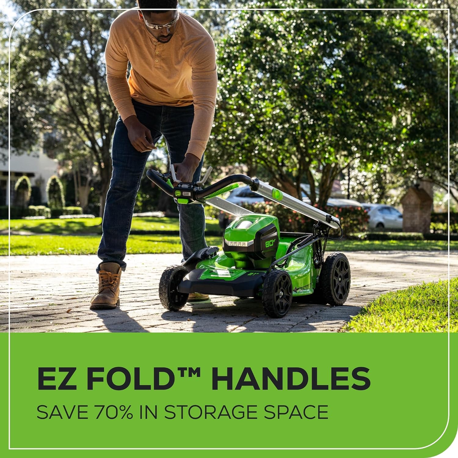 OPEN BOX 80V 21" Cordless Battery 4-in-1 Self-Propelled Lawn Mower: 4.0 Ah Battery and Charger - Image 9