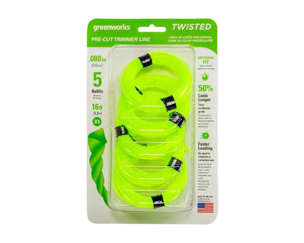 .080" Pre-Cut String Trimmer Line (5-Pack) - Image 2