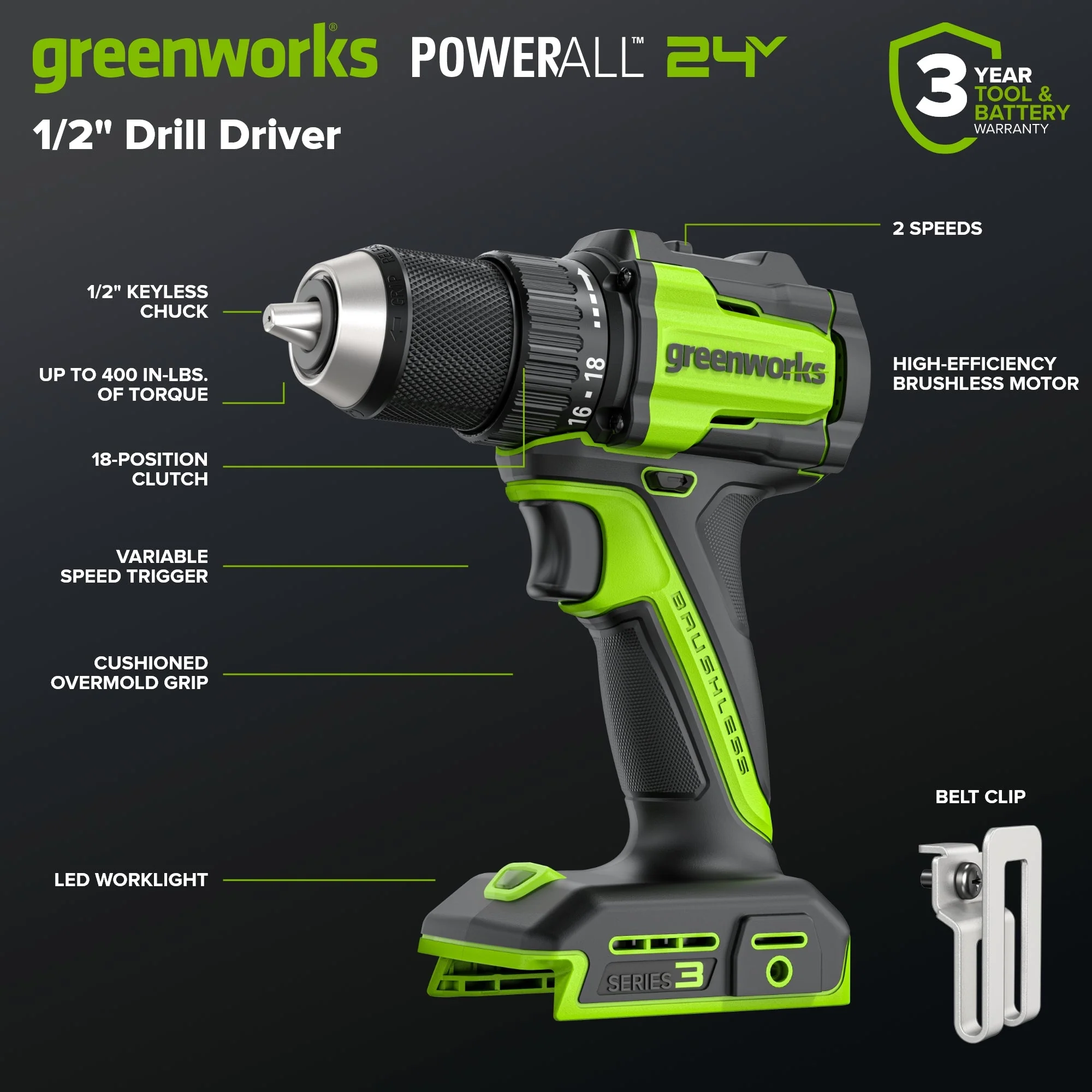 24V Brushless Power Tool 4PC Combo Kit: (2) 2.0 Ah USB-C Batteries and 30W USB-C Fast Charger - Image 2