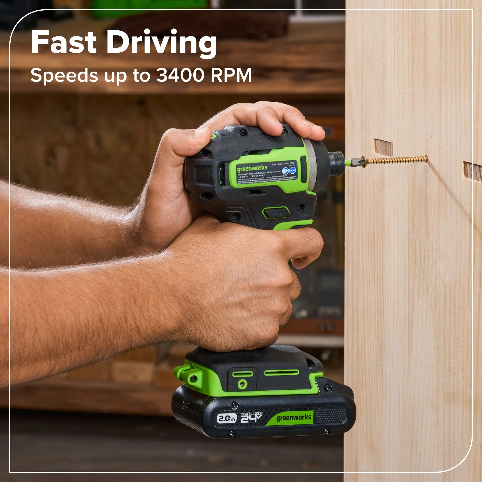 24V Brushless Power Tool 6PC Combo Kit: (2) 2.0 Ah USB-C Batteries and 30W Charger - Image 11
